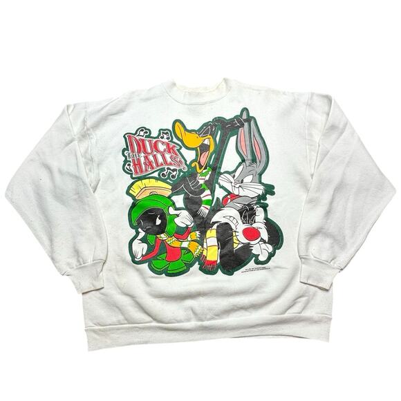 Vintage 1994’s Warner Bros Duck The Halls Lonney Tunes Crewneck/Pullover Size XL - Picture 1 of 11